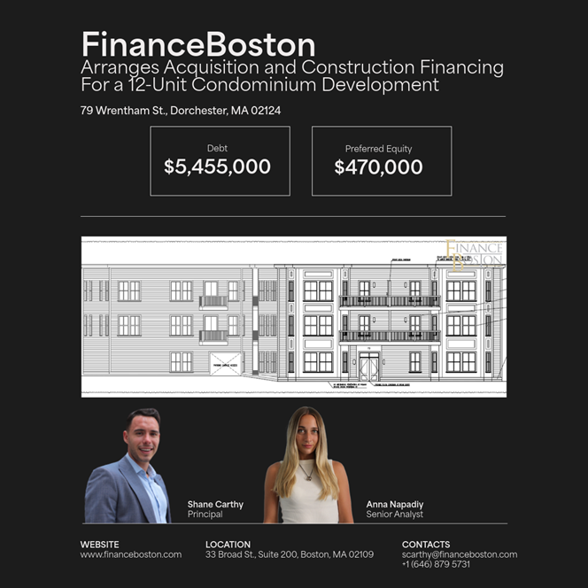 FinanceBoston Arranges Acquisition and Construction Financing For a 12-Unit Condominium Development in Dorchester, MA.